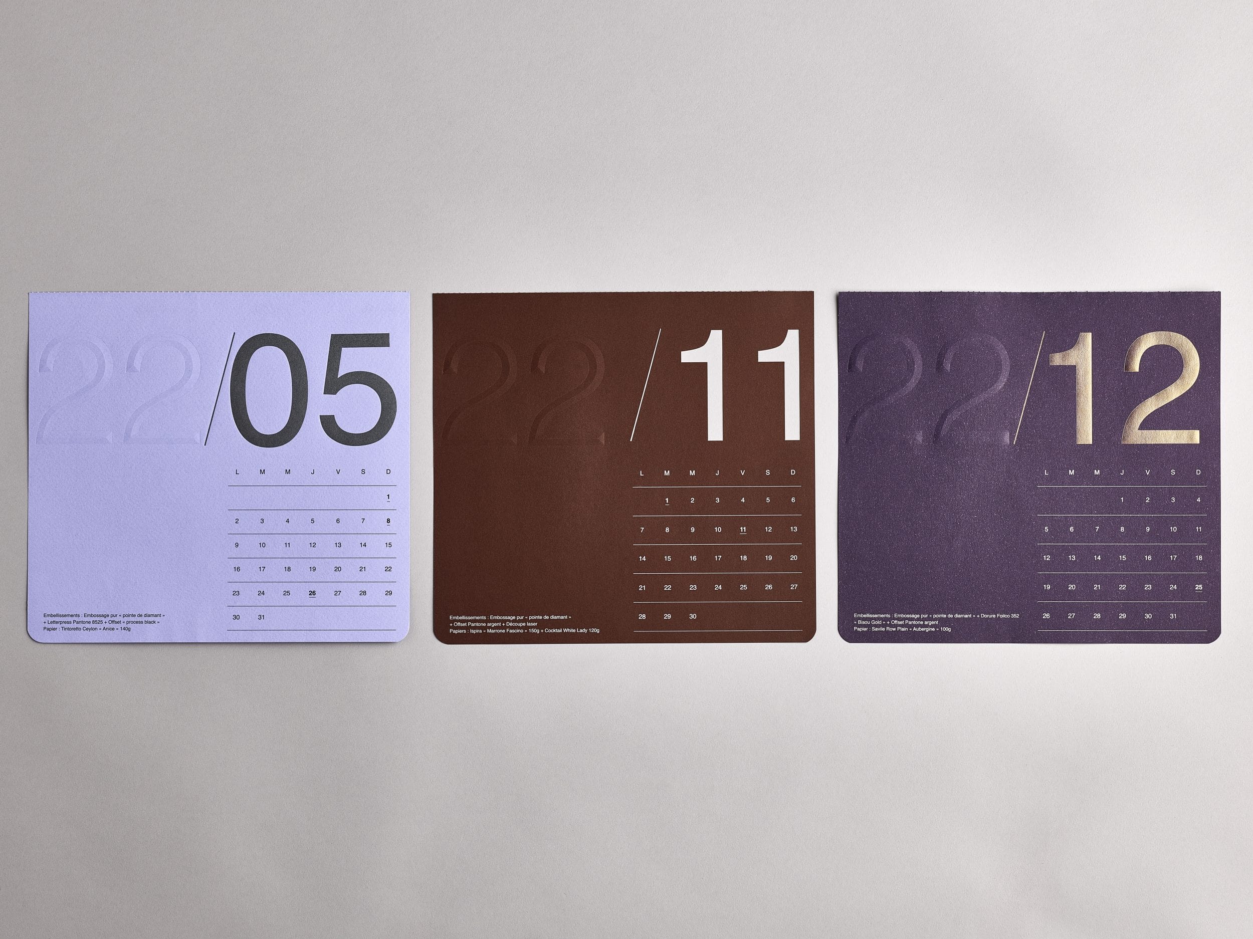 Conception calendrier dédié à l'impression pour ICB et Fedrigoni