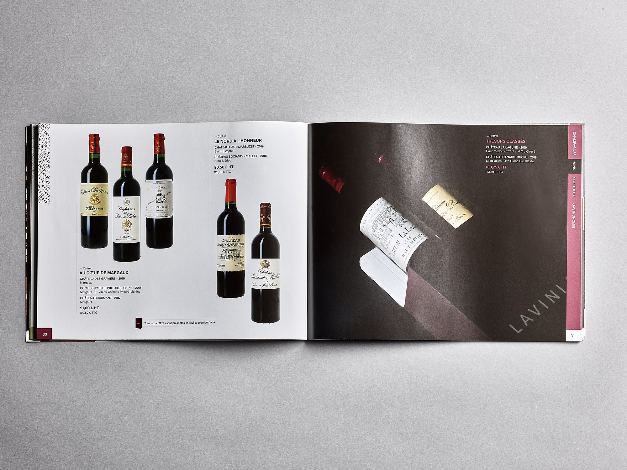 Conception graphique catalogue Lavinia vins et spiritueux